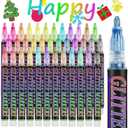 Glitter Marker Pens, 36 Colors Metallic Shimmer Paint Pens, Art Markers for Kids Adults DIY Crafts Greeting Birthday Cards Making Poster Album Scrapbooking Wood (1 Count (Pack of 36))