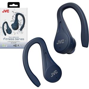 JVC Sport True Wireless Earbuds Headphones, Lightweight and Compact, Long Battery Life (up to 30 Hours), Sound with Neodymium Magnet Driver, Water Resistance (IPX5) - HAEC25TA (Blue) (Small)