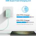 45W USB C Super Fast Charger, Type C Charger Fast Charging Block, Android Phone Charger with 6Ft Type C to C Cable for Galaxy S25 Ultra/S25/S24/S23/S22/S21/S20/Note 20/Note 10Green