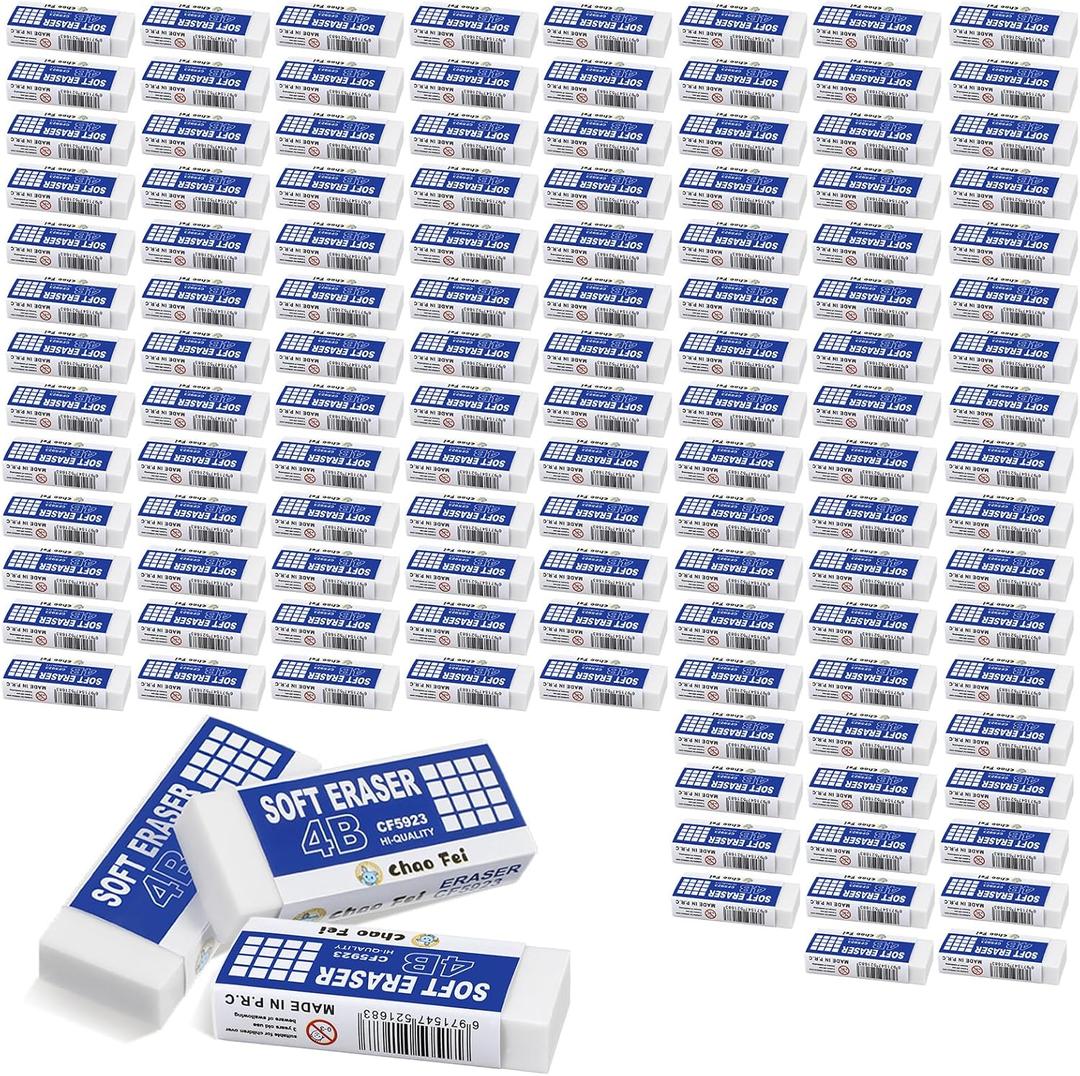 120 Pack White Erasers Bulk for Office, Office, Latex-Free Soft Erasers for Adult, Teachers as School Supplies