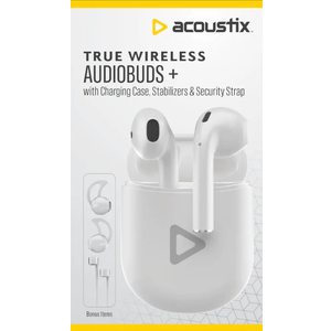  Acoustix True Wireless Earbuds - White & 2 Pack Wired Earbuds Black and White