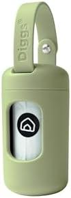 DIGGS Dog Poop Bag Dispenser for Leash - Premium Dog Waste Bag Holder with Easy One-Hand Dispensing (Sage)