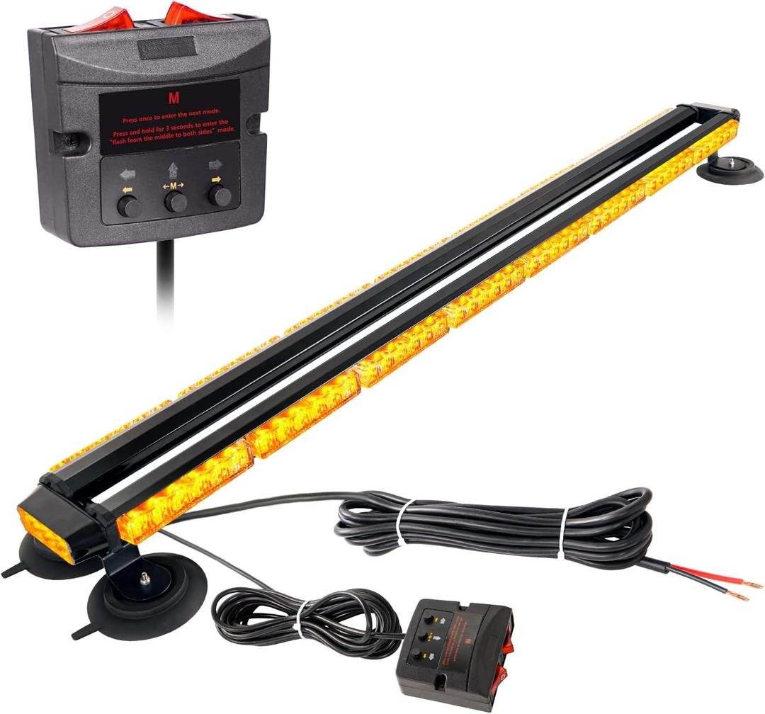 ASPL 49.2'' Emergency Warning Strobe Lights 102 High-Intensity LED Flashing Waterproof Flashing Lights with 28 Strong Magnets for Tow Trucks, Pickup Snowplow Vehicles (Amber)
