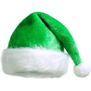 Queenmore Adult's Christmas Santa Claus Hat, Plush Santa Cap, Velvet Headwear, Lined and Fabric-Shedding Resistant