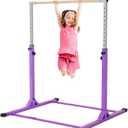 Gymnastics Bar, Adjustable Gymnastic Horizontal Bar for Kids Age 3-15 Home Gym Equipment Indoor (Purple)