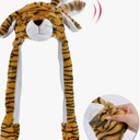 Bubblepompom Tiger Hat with Ears Moving Jumping Pop Up Beating Hat Plush Holiday Cosplay Dress Up Funny Party Gift for Kids Boys, Brown, 22''