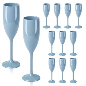 LEYIQU Blue Plastic Champagne Flutes 24pcs Unbreakable Wine Glasses