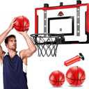 24" x 16" Indoor Large Basketball Hoop Toy - Upgraded Adjustable Height Basketball Hoop Over The Door with Complete Accessories, Basketball Toys Christmas Birthday Gifts for Kids & Adults(Red)