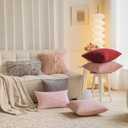 Home Brilliant Blush Pink Pillow Covers 18x18 Pillow Cover Faux Fur Throw Pillow Covers Fuzzy Fluffy Pillows Accent Throw Pillows for Couch Room Girl, Set of 2, 18 X 18 Inch, Pink