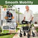 Walkers for Seniors Taller 5.3~7ft, Lightweight Foldable Rollator Walker, Built in Cable, Reinforced Aluminum Frame, 8" Big Rubber Wheels for All Terrain, 350lb Weight Capacity, Golden