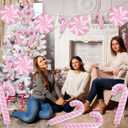 Christmas Candy Cane Balloons Decorations -25Pcs Pink Candy Foil Balloons for Sweet Candy Themed Christmas Party Decor Supplies