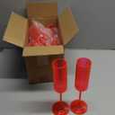 12Pieces Red Plastic Wine Glasses 6OZ Ribbed Champagne Flutes Mimosa Bar Toasting Glass Champagne Long Stem Vintage Drinking Colored Glasses,Plastic Goblets for Wedding Cocktail Cups,Cava,Prosecco