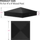 24 Pcs Black 4x 4(Actual 3.5" x 3.5") Aluminum Pyramid Fence Post Caps,Black Matte Post Covers Fit 4x4 Nominal Wood Post for Fence Wood Post of Decks or Corridors