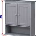 Spirich Bathroom Wall Cabinet, Wall Mounted Medicine Cabinet Organizer, Over The Toilet Storage Cabinet with Doors and Shelves, Gray