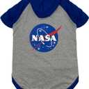 PET NASA Hoodie T-Shirt for Dogs & Cats. NASA Logo Dog Hoody Tee Shirt, Outer Space Hoodie T-Shirt for Pets Cool Sporty Dog Shirt, Small