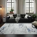 Toneed Abstract Area Rug 8x10 Modern Washable Rug Soft Non Slip Rug Low Pile for Bedroom Living Room Dining Room Blue/White