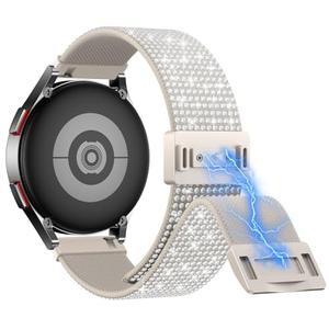 LETOID for Samsung Galaxy Watch Bands for Women, Bling Stretchy Nylon Strap Designed for Samsung Galaxy Watch 8/7/6/5/4/FE, Active 2 – Soft, Breathable, Adjustable, Glitter Elastic Wristband