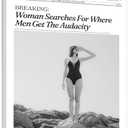 Aroutde Black and White NewsPaper Canvas Wall Art Framed Trendy Coastal Girl Wall Decor Woman Searches For Where Men Get The Audacity Poster for Home Apartment Decor 12x16 Inch