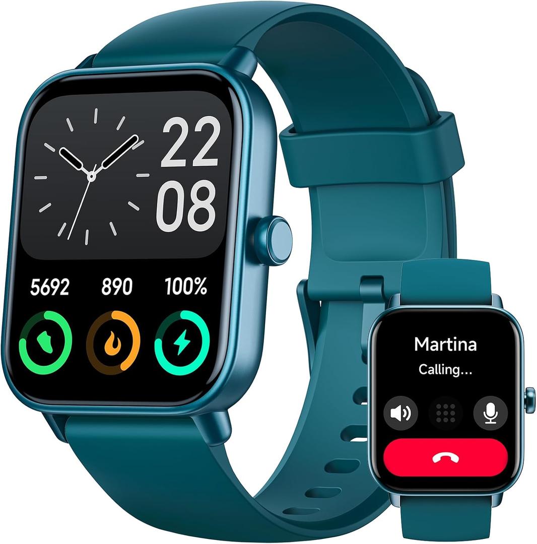 Fitpolo Smart Watch for Men Women,1.8 Touchscreen, Bluetooth Call, Alexa Built-in,24/7 Heart Rate,SpO2 Monitor,Step Counting,Sleep Tracking, IP68 Waterproof Fitness Tracker Watch for Android iPhone (Teal Green)