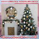 Syhood 40 Pcs Velvet Christmas Ornaments Set 3.15'' Flocked Christmas Tree Ball Ornaments Bulk Shatterproof Plastic Assorted Xmas Tree Decorations Cream Velvet Ball for Holiday Decor(Beige)