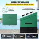 VEVOR Outdoor Storage Box, 230 Gallon Waterproof PE Tarpaulin Deck Box w/Galvanized Frame, All-Weather Protection & Portable, for Camping, Garden, Poolside, and Yard, Black & Green