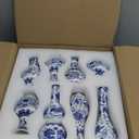 Hushee Set of 8 Small Blue and White Chinoiserie Vase Vintage Blue Ceramic Flower Vase Chinoiserie Decor for Home Table Decor Centerpieces Living Room Bookshelf(Vintage)