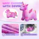 Unicorn Bouncy Horse Toys for 1 2 3 4 5 Year Old Girl Gift, Plush Unicorn Ride On Bouncy Animal for Toddlers 1-3, Indoor Outdoor Inflatable Hopping Toys for Girl Birthday Gift (Pump Included)