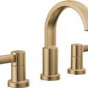 Delta Albion Brushed Gold Bathroom Faucet 3 Hole, 8 Inch Widespread Bathroom Sink Faucet for Vanity, Metal Push-Pop Drain Assembly, Champagne Bronze 35855LF-CZ