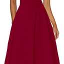 Kaximil Women's Square Neck Corset A Line Maxi Dress Ruffle Ruched Waist Flowy Long Dresses (Red)