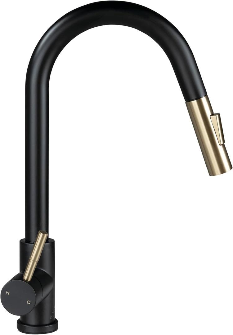 Lippert Flow Max Bullet Pull-Down Kitchen Faucet with 304-Grade Stainless Steel Construction, Single-Handle Operation, Single-Hole Installation, 360-Degree Swivel, 2.2 GPM Flow Rate - 2024000071