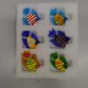 HDCRYSTALGIFTS Miniature Hand Blown Tropical Fish Figurine Handmade Art Glass Sea Animals Collection, Set of 6 (Multicolor)