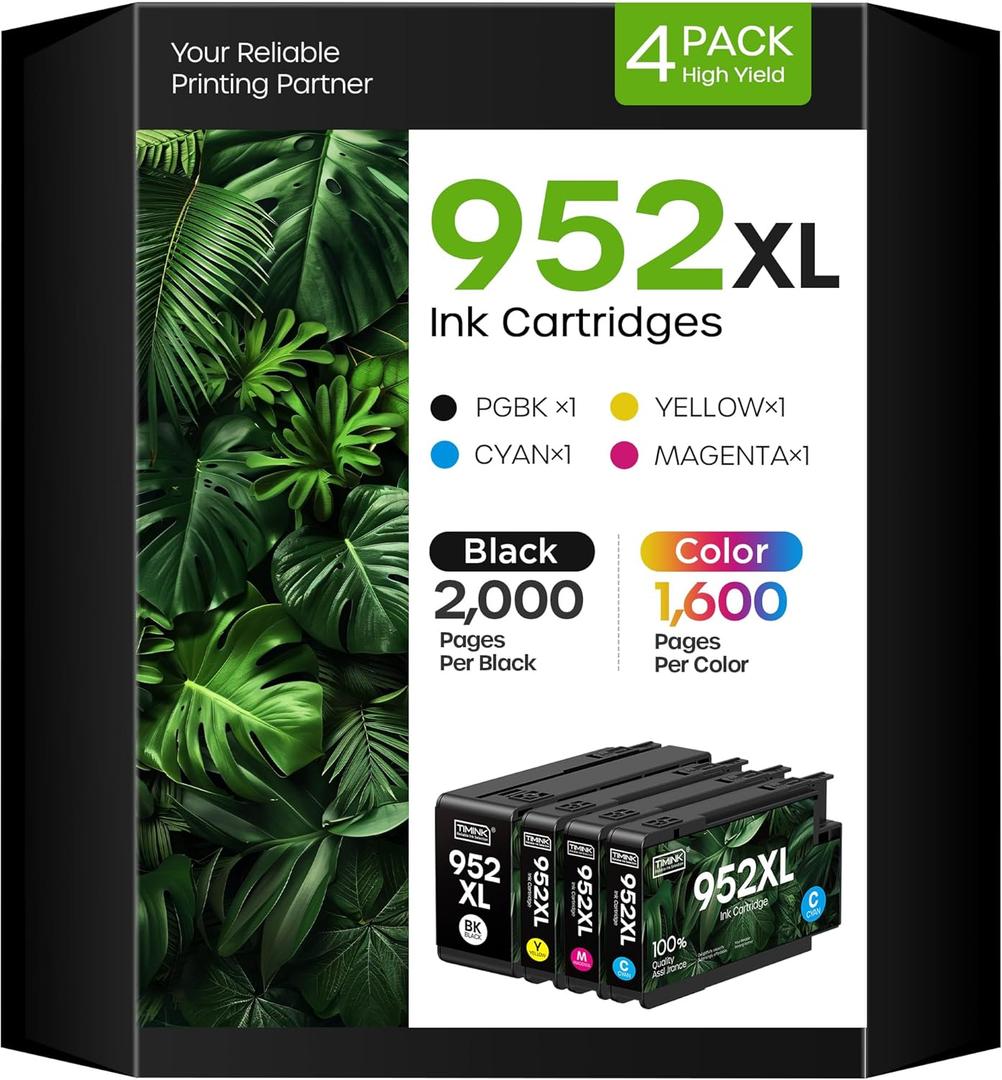 952XL 952 XL Ink Cartridge Replacement for HP 952XL Ink Cartridges Combo Pack (4 Pack Yellow Cyan Black Magenta) for OfficeJet Pro 8710 8720 8210 8702 8715 7740 Printer