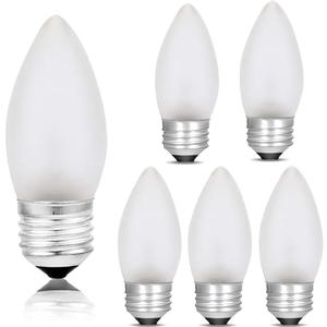 40 Watt Incandescent Light Bulbs, Medium E26 Candelabra Base Equivalent Incandescent Torpedo Tip Chandelier with Crystal，Frosted Flame Tip Chandelier Light Bulb.