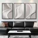 Large Framed Modern Abstract Wall Art, 3 Piece Minimalist Bright Style Prints Paintings Artwork for Walls, Silver Gray Contemporary Luxury Pictures for Living Room Hallway Office Wall Decor Total 30x60 In