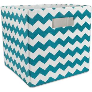DII Collapsible Polyester Storage Cube, Chevron, Teal, Large