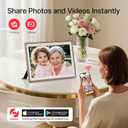 Frameo 10.1" Digital Picture Frame, Smart WiFi Digital Photo Frame with 1280x800 HD IPS Touch Screen 32GB Storage Auto-Rotate Wall Mounted, Share Photos/Videos Remotely(Brown&White)