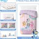 Jay Franco Kids Comforter Set Includes Sheets and Pillow Covers - Soft and Cozy Bed Set for Stylish Room Decor, Pink - Bluey 7 Piece Full Size Bedding