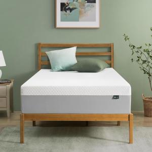 ZINUS 12 Inch Green Tea Essential Memory Foam Mattress [New Version], Twin, Fiberglass Free, Medium Feel, Breathable Airflow Memory Foam, Certified Safe Foams & Fabric, Mattress in A Box (White)
