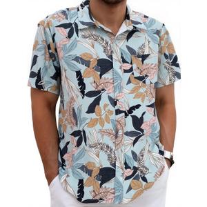 Mens Button Down Short Sleeve Shirt Casual Button Up Dress Shirts for Men Beach Summer Tops with Pocket (M)