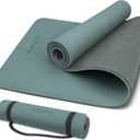PAIDU Yoga Mat Non Slip Anti-tear,extra thick-2/5 inch10MMHigh Resiliency Professional POE Yoga Mats for Women Men Kids,72"x24"inch,Workout, Yoga, Pilates and Floor Exercise, with Carrier Strap (Deep green+Gray.)