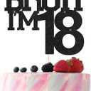2 x Bruh I'm 18 Cake Topper,Funny 18th Birthday Party Decorations,Bro I'm 18 Happy 18th Birthday Cake topper for women, Black Glitter 18 Birthday Party Decorations For men