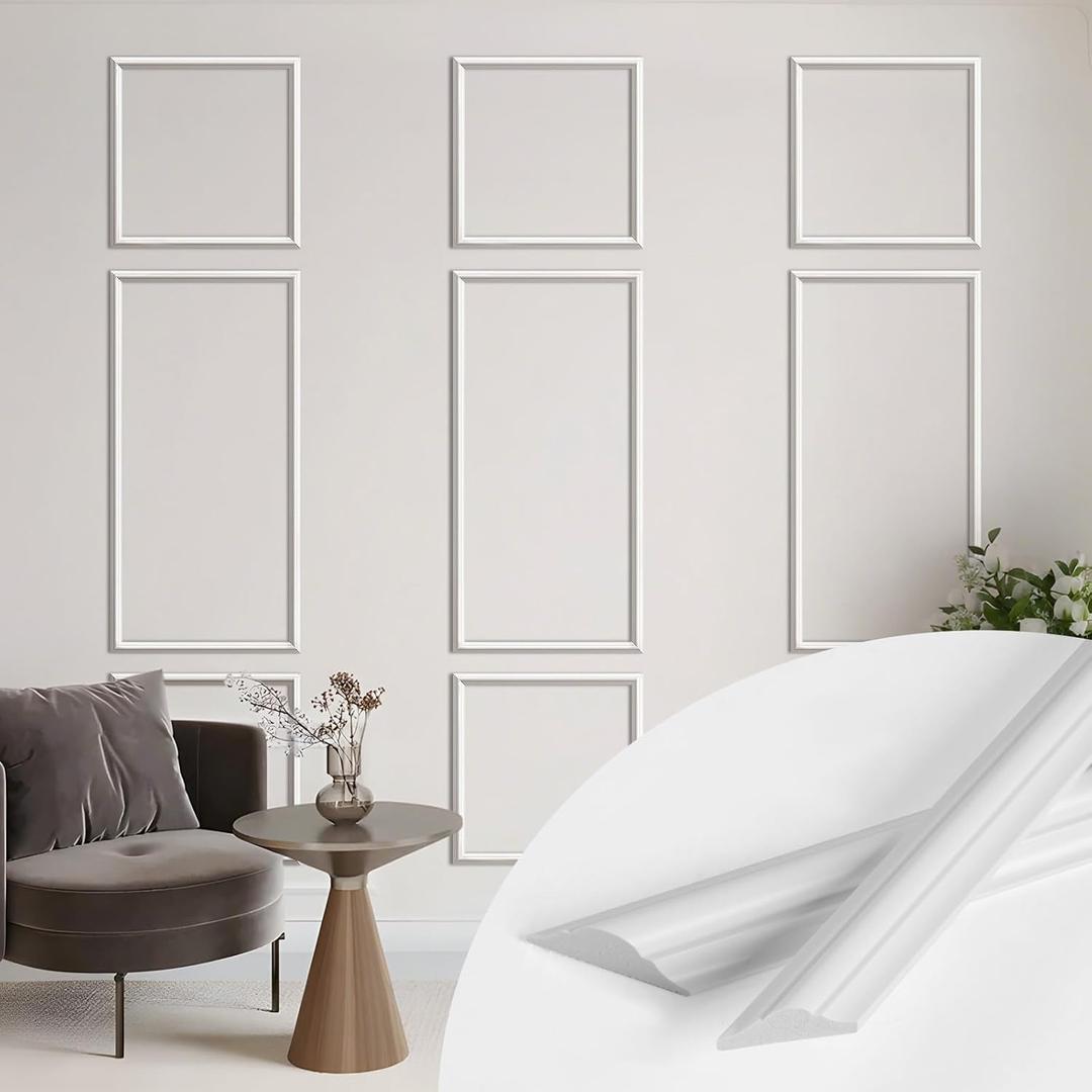 9-Frame Peel and Stick Wall Molding Kit, Pre-Cut 3D Wainscoting Panels Accent Wall Decor, Premade DIY Paintable Moulding for Interior Walls, Home Dcor, Doors