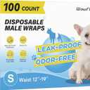 Wowflash 100 Count Dog Belly Bands for Male Dogs, Male Dog Diapers Disposable, Leakproof Dog Wraps with Wetness Indicator, Breathable Quick-Dry, Secure Fit for Doggy Puppy Training, Small