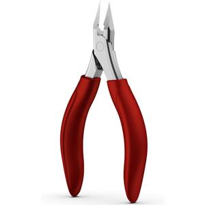 BEZOX Toenail Clippers for Thick & Ingrown Nails  Heavy Duty Toe Nail Clipper for Seniors for Thick Toenails with Comfort Grip & Long Handle - Red