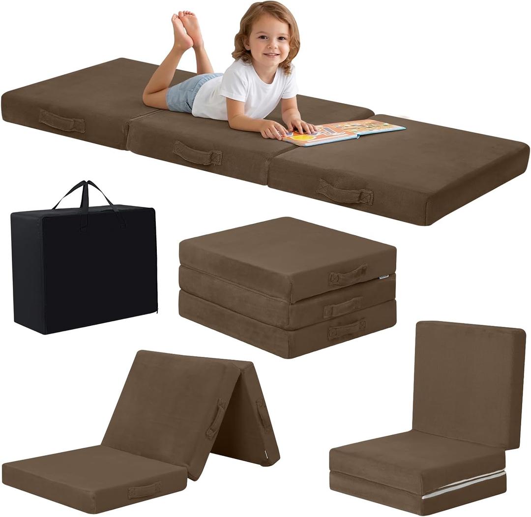 MeMoreCool Foldable Floor Mattress for Kids Trifold, 57x22 Inch Coffee