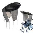 Electric Wheelchair Universal Umbrella Canopy Awning, Adjustable Sun Shade Rain Cover, Side Gauze Breathable, Black, Waterproof, Cotton, Wheelchair Accessory, Canopy