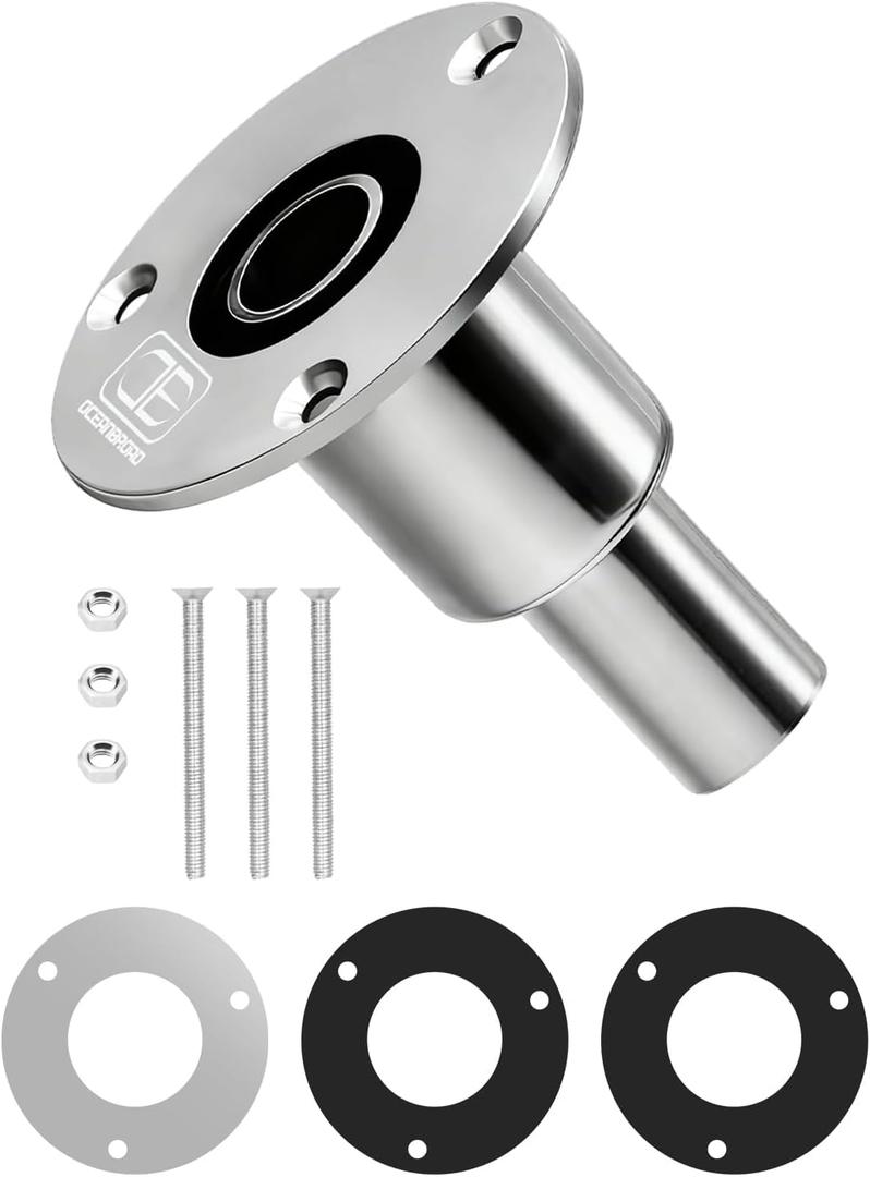 OCEANBROAD Stainless Steel 316 Thru Hull Exhaust Skin, Fitting 24mm Hose Pipe Marine Exhaust Port for Webasto, Planar, Eberspacher, Chinese Diesel Parking heaters, Straight with Bolts and Nuts