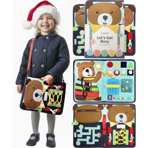 PUTSKA Busy Board Montessori Toys, Busy Book for Toddlers 3+ Years, Sensory Toys, Educational Learning Activities for Learning Fine Motor Skills, Kids Travel Essentials, Gifts for Girls Boys