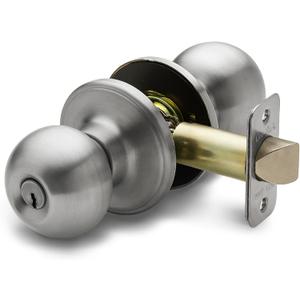 Copper Creek Entry Door Knob  Keyed Entry Handle with Lock and Key, ANSI Grade-3 Certified, DIY-Friendly Install for Interior and Exterior Entrance Doors  Satin Stainless (1 Pack)