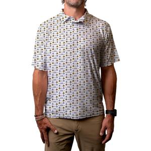 Blue 84 NHL Mens NHL Officially Licensed Short Sleeve Performance Polo All Over Print White (XX-Large)